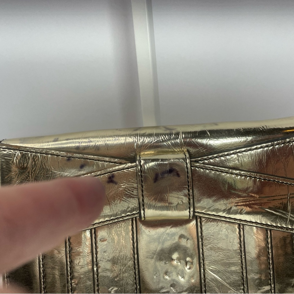 Zac Posen New York Shirley bow mini Gold Leather Crossbody or Clutch bag - Picture 6 of 16